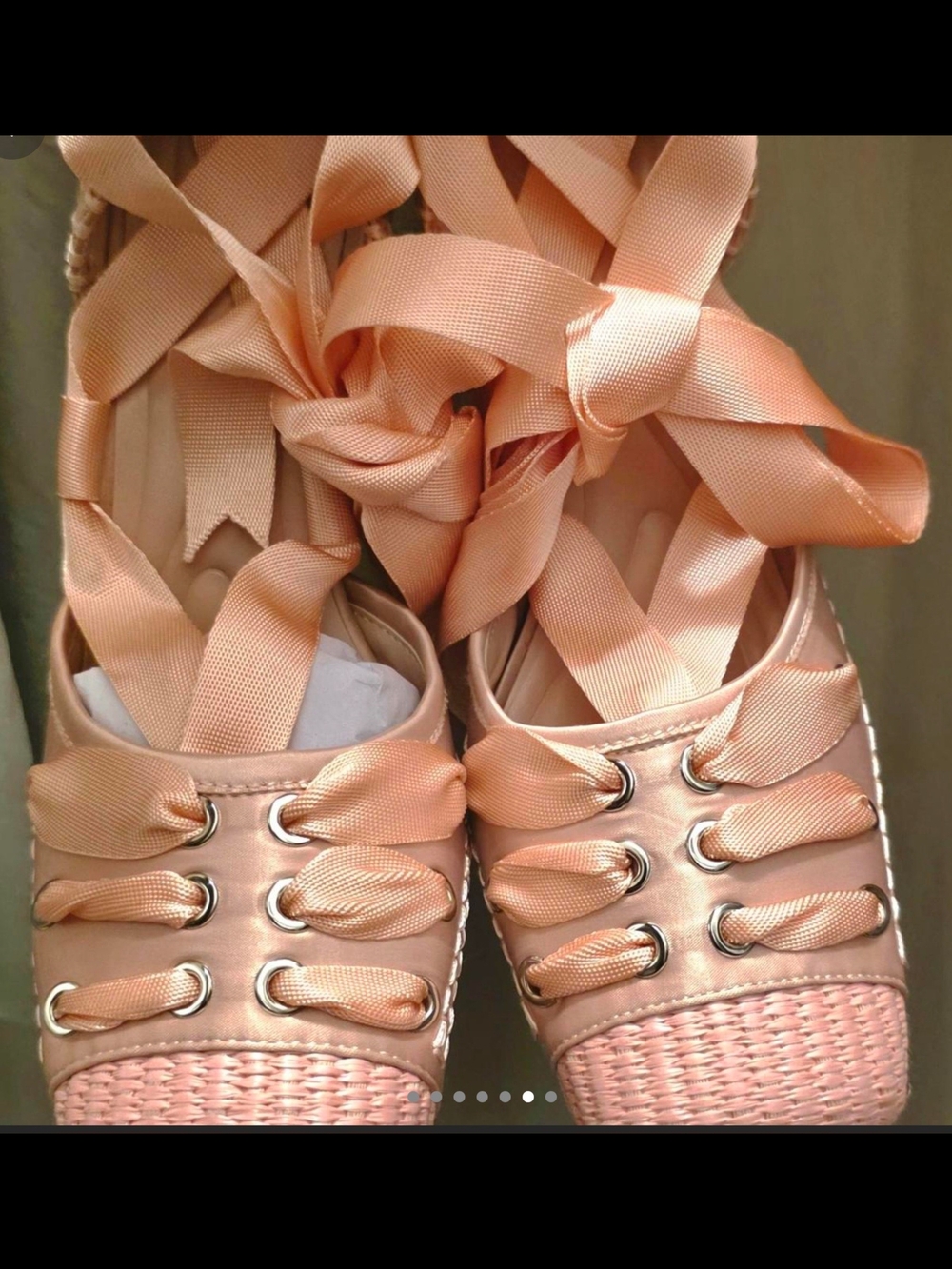 AKIRA Pink Satin Lace-Up Heels with Ribbon Wrap - Picture 5 of 6